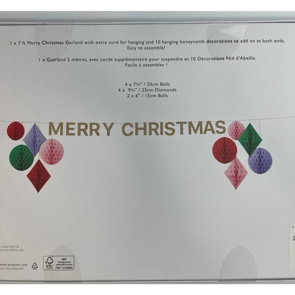 Meri Meri‎ Christmas Garland 7’ Honeycomb - Picture 5 of 6